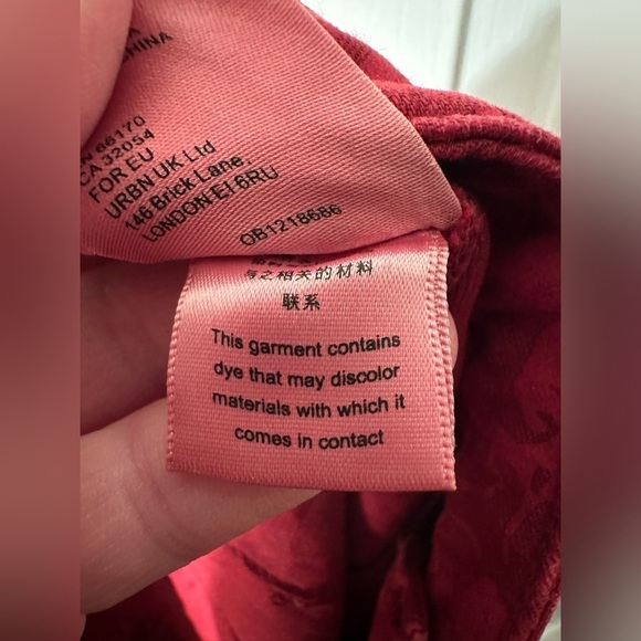 PILCRO Anthropologie Flocked High Rise Leggings size 28  Cranberry PRISTINE - Picture 11 of 12